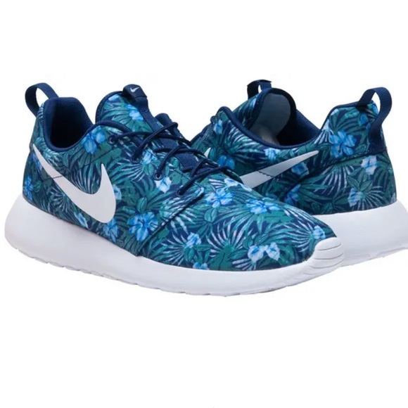 Nike Other - Nike Roshe Floral Print Athletic Shoes Blue 9